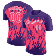 Charger l'image dans la galerie, Custom Purple Neon Pink-White Torn Sharp Brush Stroke Splatter Performance T-Shirt