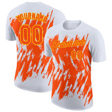 Load image into Gallery viewer, Custom White Orange-Yellow Torn Sharp Brush Stroke Splatter Performance T-Shirt