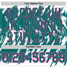 Load image into Gallery viewer, Custom White Teal-Pink Torn Sharp Brush Stroke Splatter Performance T-Shirt