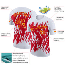 Charger l'image dans la galerie, Custom White Red-Yellow Torn Sharp Brush Stroke Splatter Performance T-Shirt