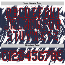 Load image into Gallery viewer, Custom White Navy-Red Torn Sharp Brush Stroke Splatter Performance T-Shirt
