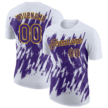 Charger l'image dans la galerie, Custom White Purple-Yellow Torn Sharp Brush Stroke Splatter Performance T-Shirt