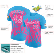 Load image into Gallery viewer, Custom Sky Blue Pink-White Torn Sharp Brush Stroke Splatter Performance T-Shirt