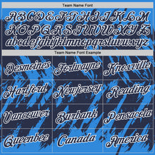 Load image into Gallery viewer, Custom Powder Blue Navy-White Torn Sharp Brush Stroke Splatter Performance T-Shirt