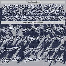 Laden Sie das Bild in den Galerie-Viewer, Custom Gray Navy-White Torn Sharp Brush Stroke Splatter Performance T-Shirt