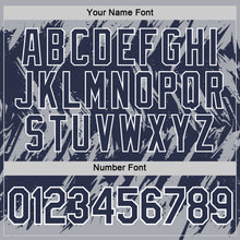 Laden Sie das Bild in den Galerie-Viewer, Custom Gray Navy-White Torn Sharp Brush Stroke Splatter Performance T-Shirt