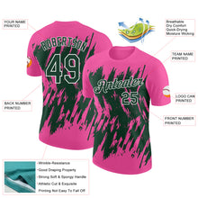 Charger l'image dans la galerie, Custom Pink Green-White Torn Sharp Brush Stroke Splatter Performance T-Shirt