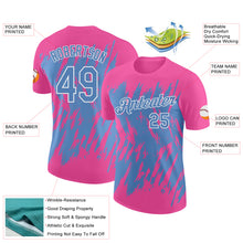 Загрузить изображение в средство просмотра галереи, Custom Pink Light Blue-White Torn Sharp Brush Stroke Splatter Performance T-Shirt