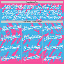 Charger l'image dans la galerie, Custom Pink Sky Blue-White Torn Sharp Brush Stroke Splatter Performance T-Shirt