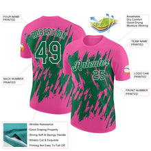Загрузить изображение в средство просмотра галереи, Custom Pink Kelly Green-White Torn Sharp Brush Stroke Splatter Performance T-Shirt