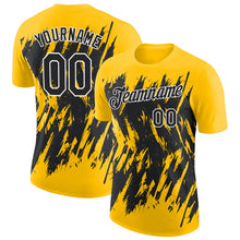 Charger l'image dans la galerie, Custom Yellow Black-White Torn Sharp Brush Stroke Splatter Performance T-Shirt