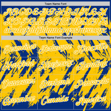 Laden Sie das Bild in den Galerie-Viewer, Custom Royal Yellow-White Torn Sharp Brush Stroke Splatter Performance T-Shirt