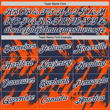 Laden Sie das Bild in den Galerie-Viewer, Custom Orange Navy-White Torn Sharp Brush Stroke Splatter Performance T-Shirt