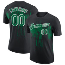 Charger l'image dans la galerie, Custom Black Kelly Green-White Dripping Splatter Paint Performance T-Shirt