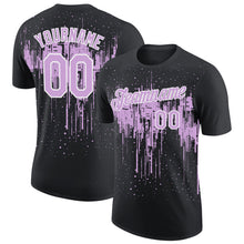Laden Sie das Bild in den Galerie-Viewer, Custom Black Light Purple-White Dripping Splatter Paint Performance T-Shirt