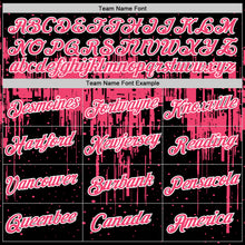 Load image into Gallery viewer, Custom Black Neon Pink-White Dripping Splatter Paint Performance T-Shirt