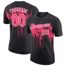 Load image into Gallery viewer, Custom Black Neon Pink-White Dripping Splatter Paint Performance T-Shirt