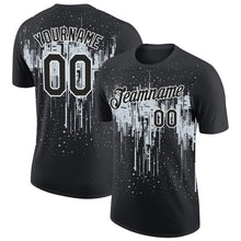 Laden Sie das Bild in den Galerie-Viewer, Custom Black Silver-White Dripping Splatter Paint Performance T-Shirt