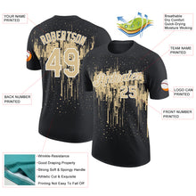 Load image into Gallery viewer, Custom Black Vegas Gold-White Dripping Splatter Paint Performance T-Shirt