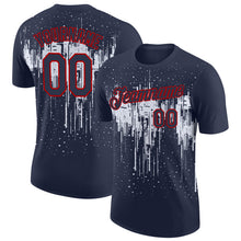 Laden Sie das Bild in den Galerie-Viewer, Custom Navy White-Red Dripping Splatter Paint Performance T-Shirt
