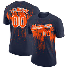Загрузить изображение в средство просмотра галереи, Custom Navy Orange-White Dripping Splatter Paint Performance T-Shirt
