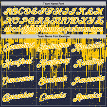 Charger l'image dans la galerie, Custom Navy Yellow-White Dripping Splatter Paint Performance T-Shirt