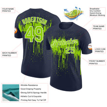 Загрузить изображение в средство просмотра галереи, Custom Navy Neon Green-White Dripping Splatter Paint Performance T-Shirt