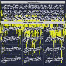 Load image into Gallery viewer, Custom Navy Neon Yellow-White Dripping Splatter Paint Performance T-Shirt