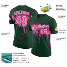 Laden Sie das Bild in den Galerie-Viewer, Custom Green Pink-White Dripping Splatter Paint Performance T-Shirt