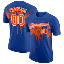 Charger l'image dans la galerie, Custom Royal Orange-White Dripping Splatter Paint Performance T-Shirt