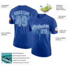 Laden Sie das Bild in den Galerie-Viewer, Custom Royal Light Blue-White Dripping Splatter Paint Performance T-Shirt