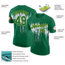 Load image into Gallery viewer, Custom Kelly Green White-Yellow Dripping Splatter Paint Performance T-Shirt