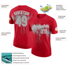 Load image into Gallery viewer, Custom Red Gray-White Dripping Splatter Paint Performance T-Shirt