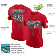 Load image into Gallery viewer, Custom Red Steel Gray-White Dripping Splatter Paint Performance T-Shirt