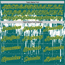 Laden Sie das Bild in den Galerie-Viewer, Custom Teal White-Yellow Dripping Splatter Paint Performance T-Shirt