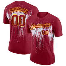 Load image into Gallery viewer, Custom Crimson White-Yellow Dripping Splatter Paint Performance T-Shirt