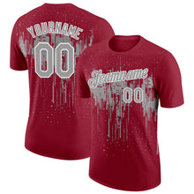 Charger l'image dans la galerie, Custom Crimson Gray-White Dripping Splatter Paint Performance T-Shirt