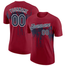 Load image into Gallery viewer, Custom Crimson Navy-White Dripping Splatter Paint Performance T-Shirt