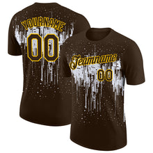 Charger l'image dans la galerie, Custom Brown White-Yellow Dripping Splatter Paint Performance T-Shirt