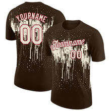 Load image into Gallery viewer, Custom Brown Cream-Crimson Dripping Splatter Paint Performance T-Shirt