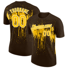 Load image into Gallery viewer, Custom Brown Yellow-White Dripping Splatter Paint Performance T-Shirt