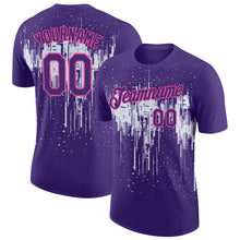 Laden Sie das Bild in den Galerie-Viewer, Custom Purple White-Pink Dripping Splatter Paint Performance T-Shirt