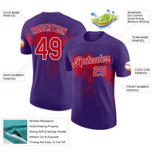 Laden Sie das Bild in den Galerie-Viewer, Custom Purple Red-White Dripping Splatter Paint Performance T-Shirt