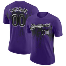 Load image into Gallery viewer, Custom Purple Black-White Dripping Splatter Paint Performance T-Shirt
