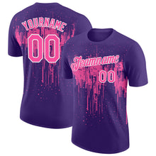 Load image into Gallery viewer, Custom Purple Pink-White Dripping Splatter Paint Performance T-Shirt