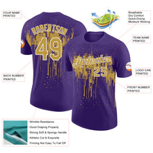 Laden Sie das Bild in den Galerie-Viewer, Custom Purple Old Gold-White Dripping Splatter Paint Performance T-Shirt