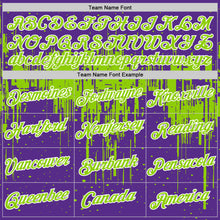 Charger l'image dans la galerie, Custom Purple Neon Green-White Dripping Splatter Paint Performance T-Shirt