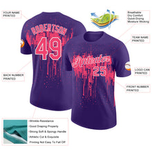 Laden Sie das Bild in den Galerie-Viewer, Custom Purple Neon Pink-White Dripping Splatter Paint Performance T-Shirt