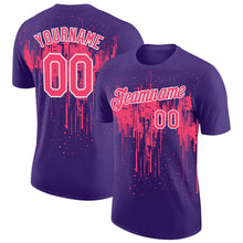 Laden Sie das Bild in den Galerie-Viewer, Custom Purple Neon Pink-White Dripping Splatter Paint Performance T-Shirt