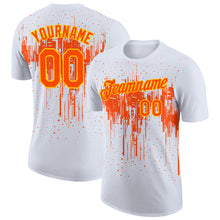 Charger l'image dans la galerie, Custom White Orange-Yellow Dripping Splatter Paint Performance T-Shirt